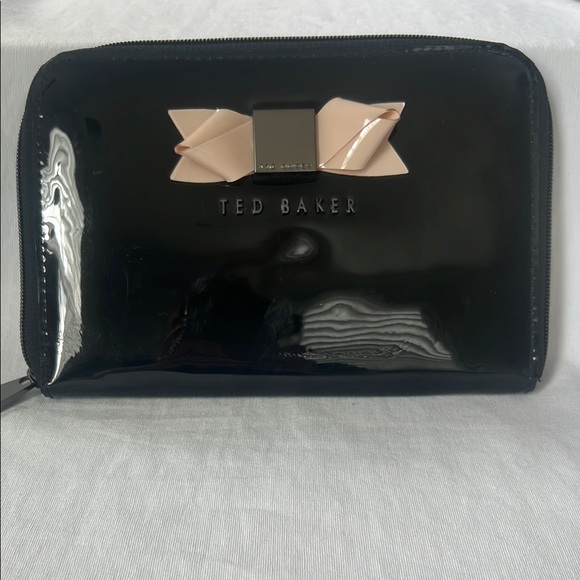 Ted Baker Accessories - Ted Baker Black Patent I-Pad Mini Wallet with Pink Bow